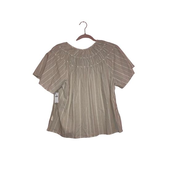 NWT Old Navy Beige Stripe Puff Sleeve Yoke Peasant Top Size Large - Picture 5 of 7